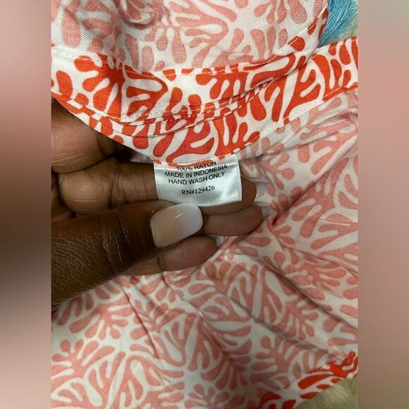 Escapada Living Tangerine/white Embroidered Neck hem w/Turquiose Tassel sz med - Picture 4 of 8